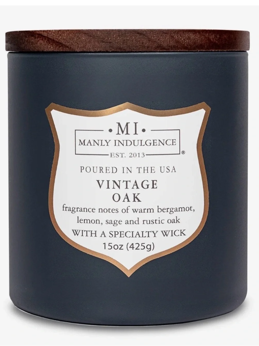 Vintage Oak Scented Candle with Wood Wick 15oz.